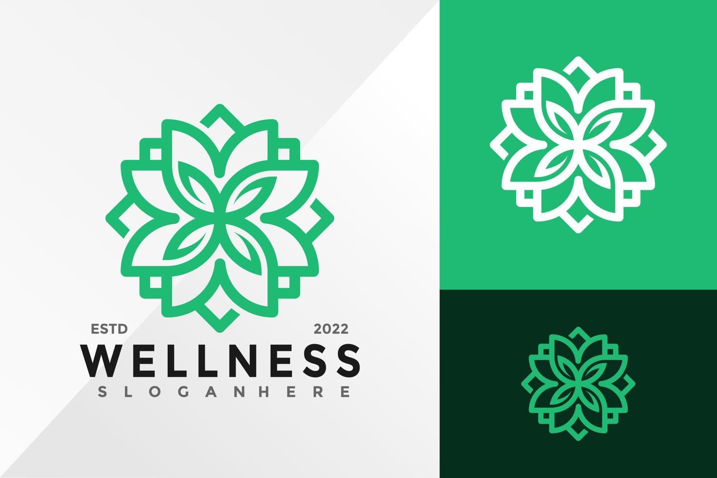 mandala blomma blad logotyp design vektor illustration mall