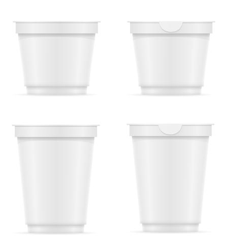 vit plastbehållare av yoghurt eller glass vektor illustration