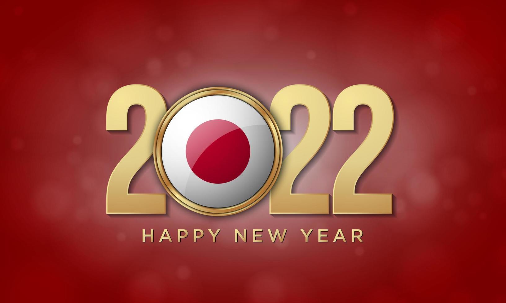 2022 Frohes neues Jahr Hintergrunddesign mit Japan-Flagge-Abzeichen. Vektor-Illustration. vektor