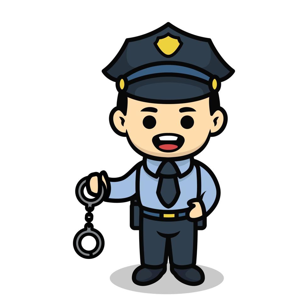 Polizist süße Zeichentrickfigur vektor