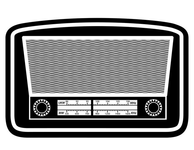 radio gammal retro vintage ikon lager vektor illustration svart skiss silhuett