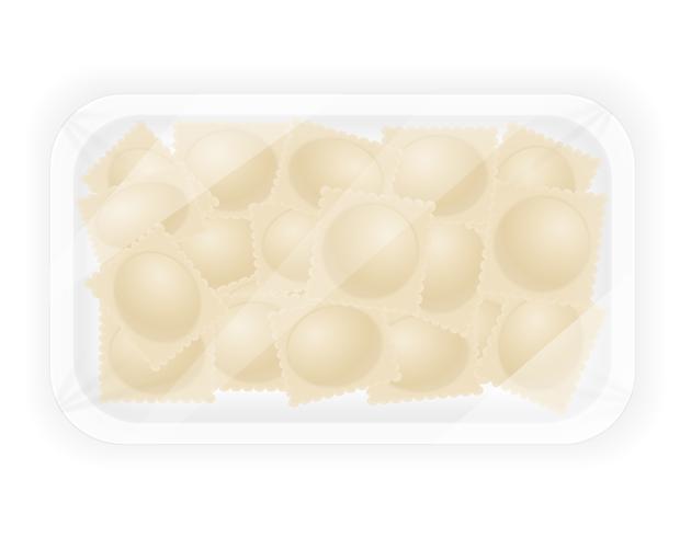 Knödel Ravioli Teig mit einer Füllung in verpackten Vektor-Illustration vektor