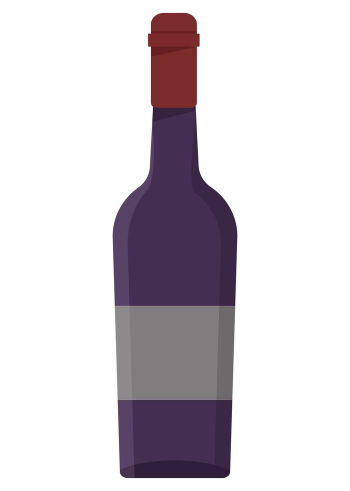 flaska vin isolerad på vit bakgrund. platt vektorillustration vektor