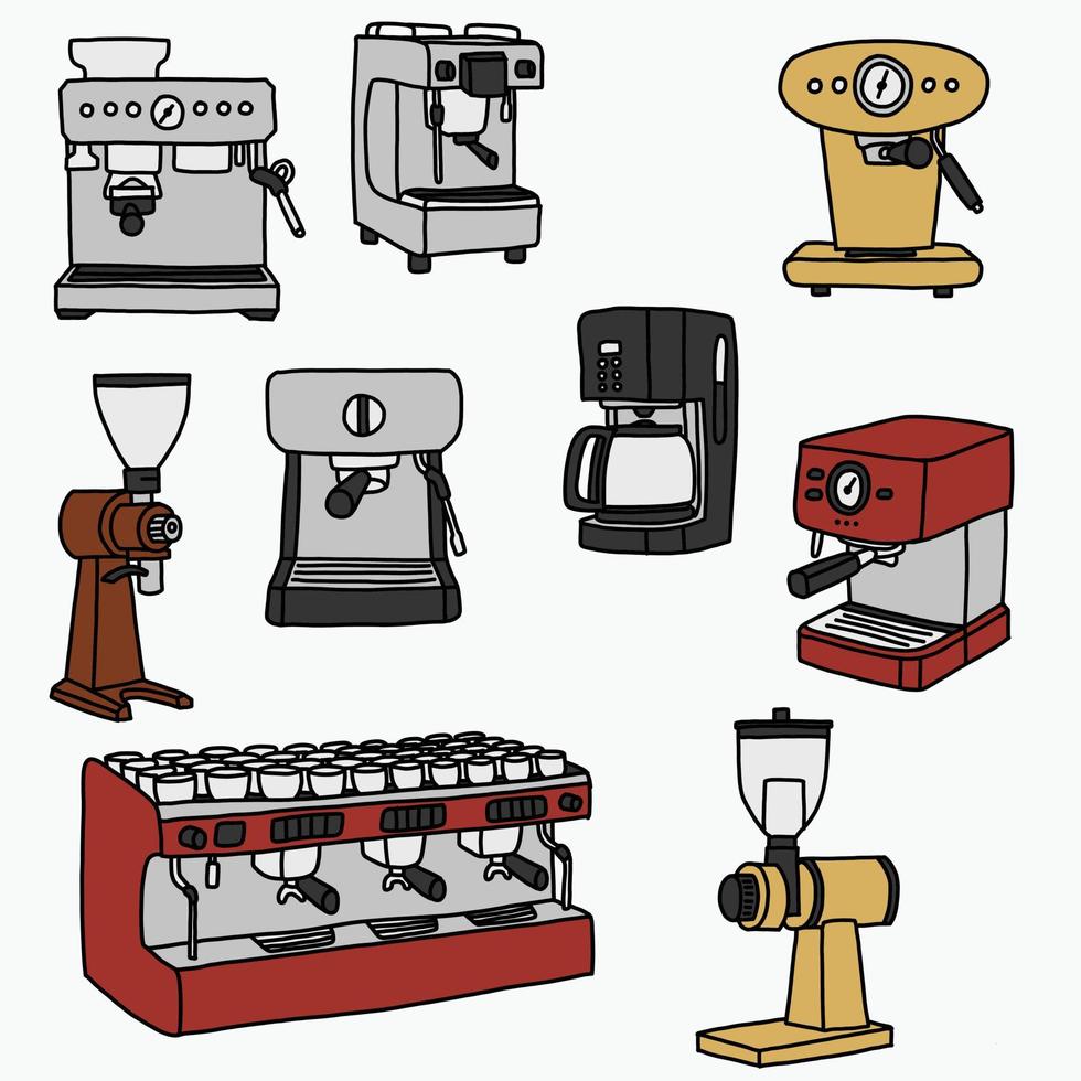 Gekritzel-Freihand-Skizze-Zeichnung der Kaffeemaschine. vektor