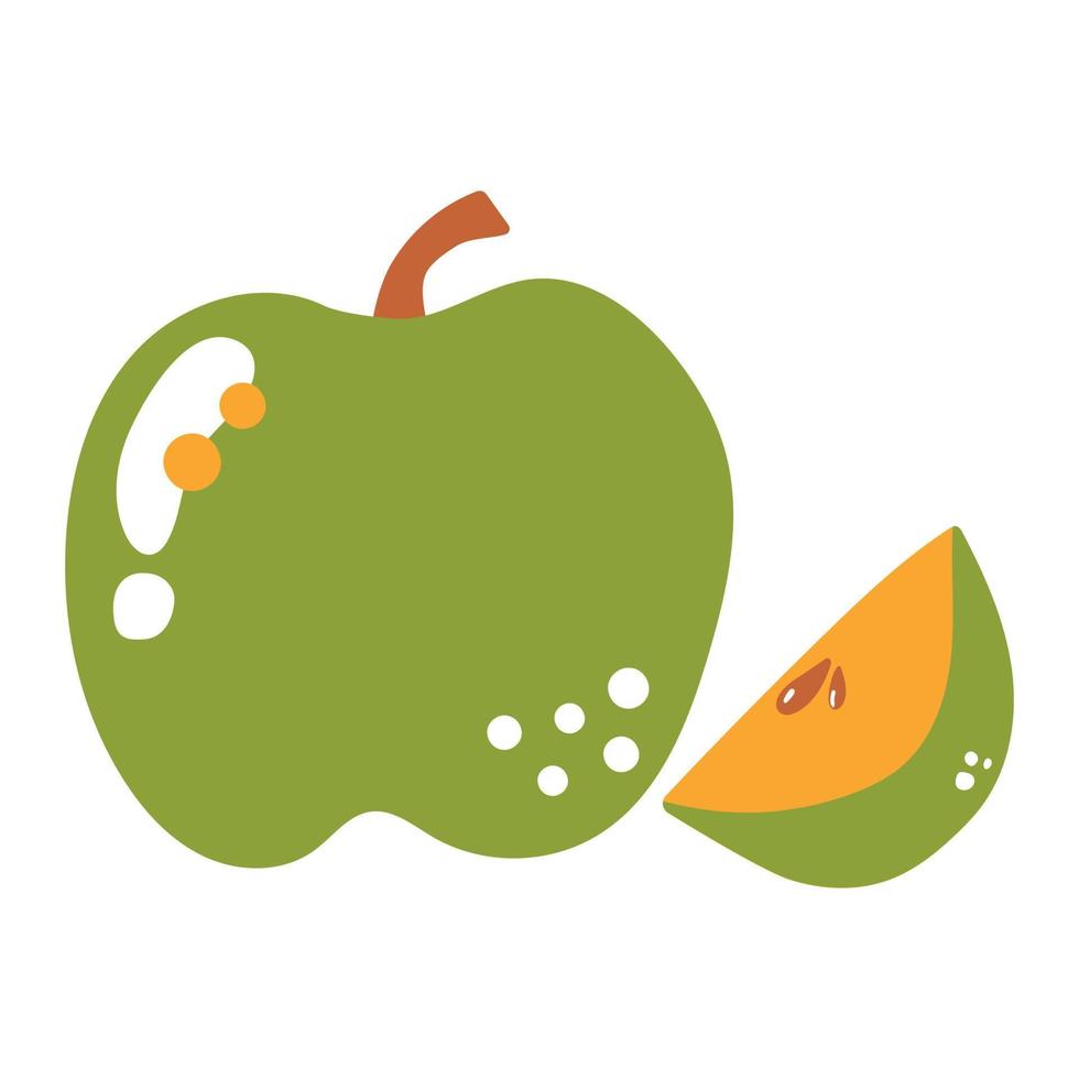 handritad äpple, platt frukt illustration. vektor
