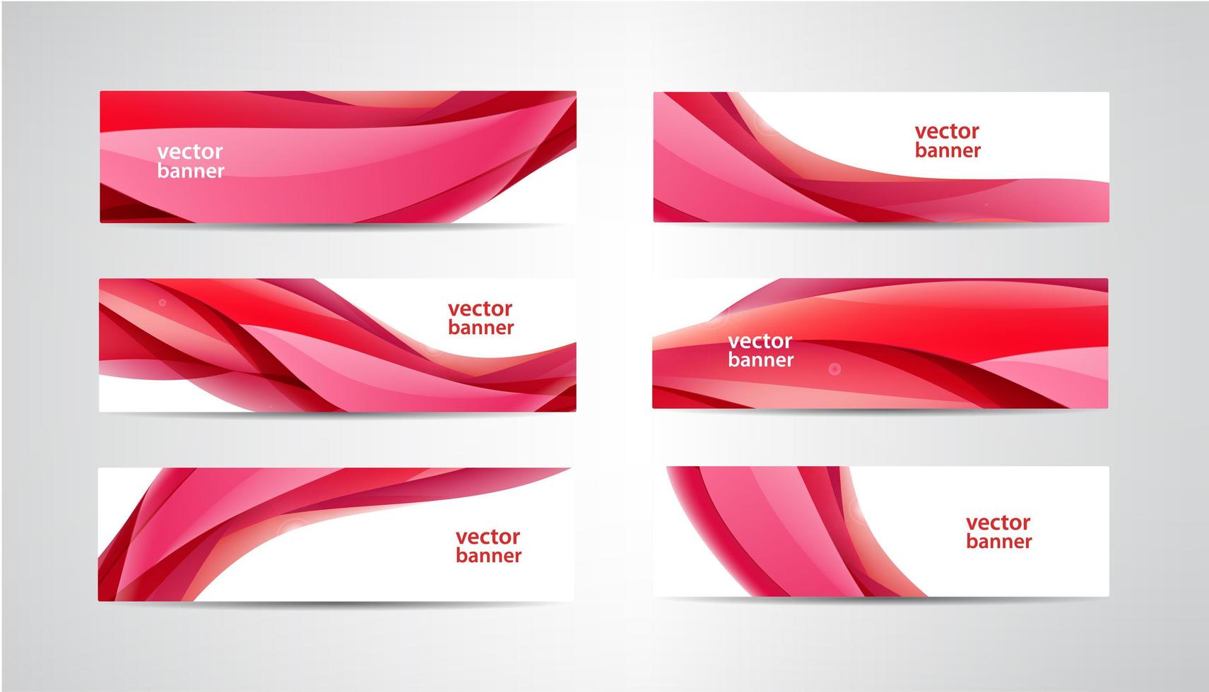 vektor uppsättning abstrakt siden vågiga rubriker, röda banderoller. använd för webbplats, annons, broschyr