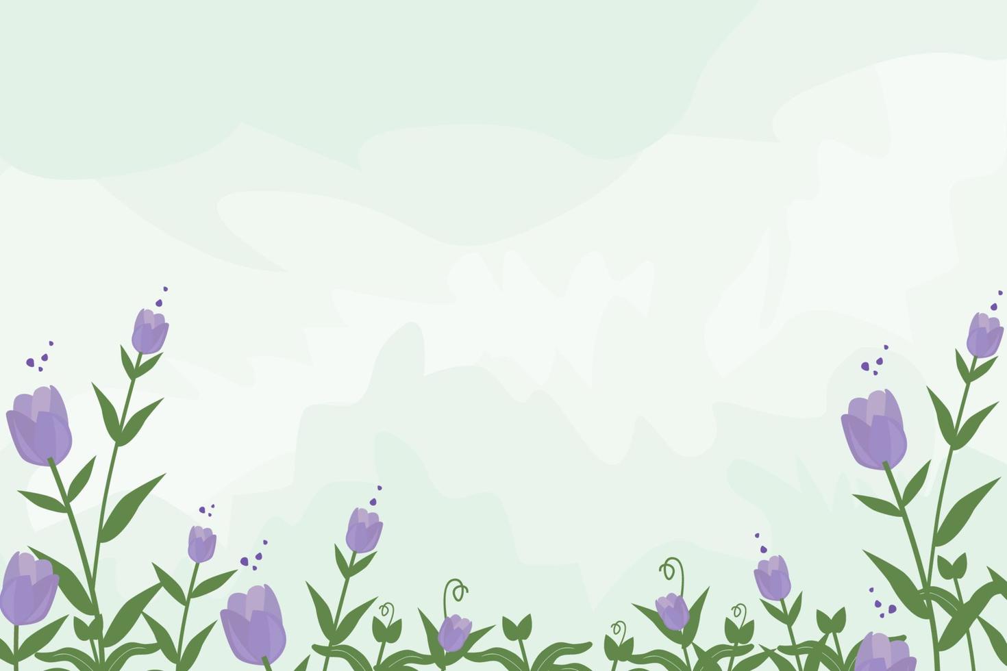 floraler Hintergrund minimalistisch mit handgezeichneten Blättern und lila Blütenelementen vektor
