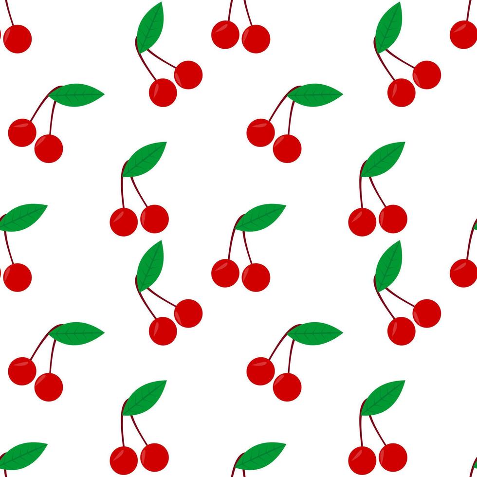 seamless mönster röd körsbär frukt vektor design. vit bakgrund. design för tapeter, bakgrund, omslag, tryckdesign och dina designbehov.