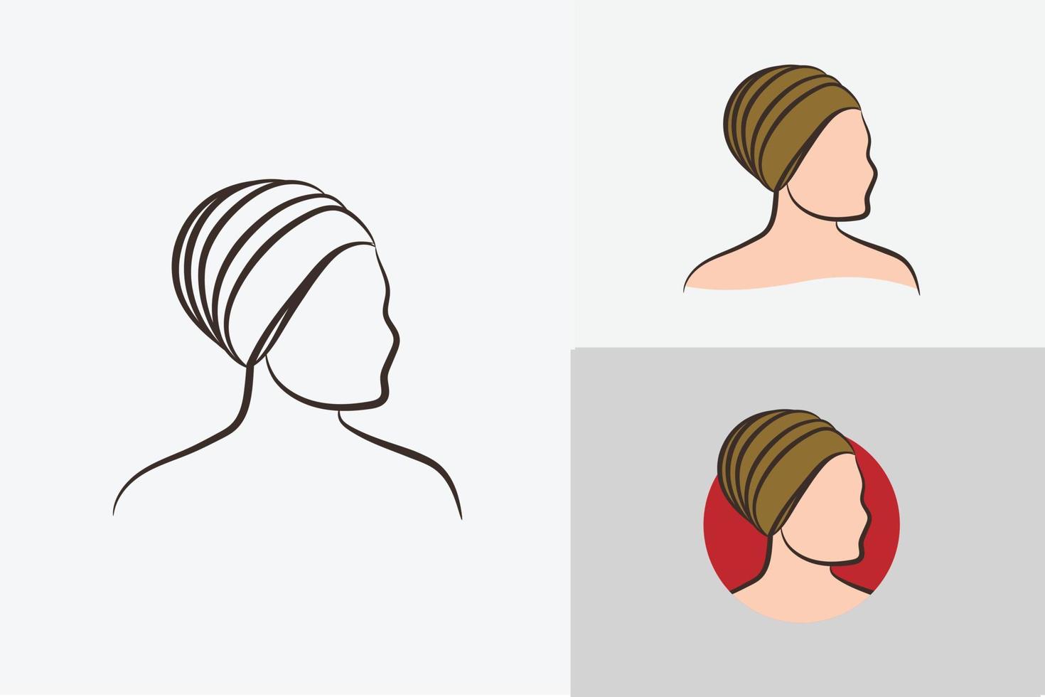 handritad vacker turban kvinnor logotyp vektor