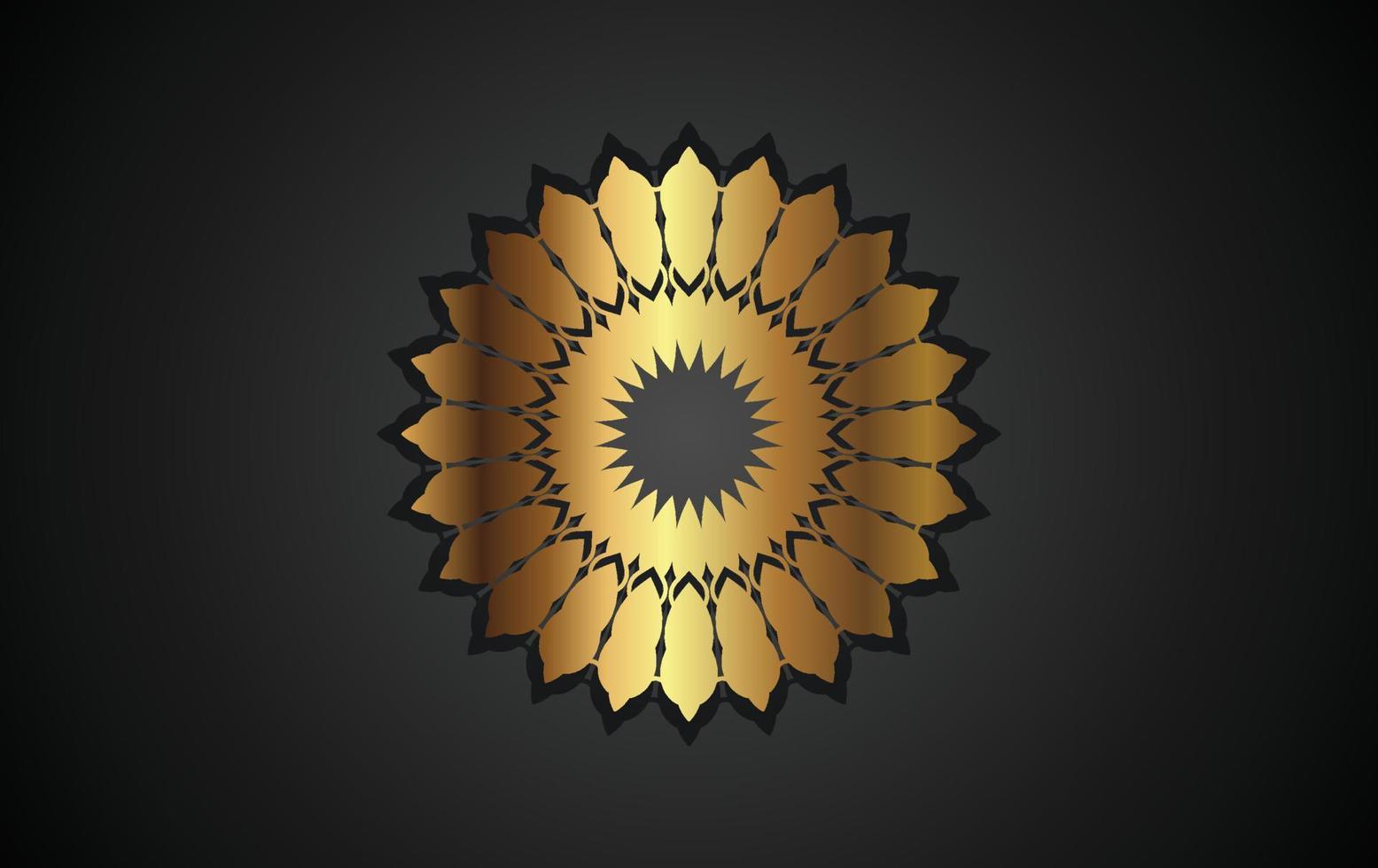 Mandala-Designelemente, Etiketten, Symbole und Rahmen für die Verpackung und das Design von Luxusprodukten. gemacht mit goldener Folie auf schwarzem Hintergrund isoliert. Vektor-Illustration vektor