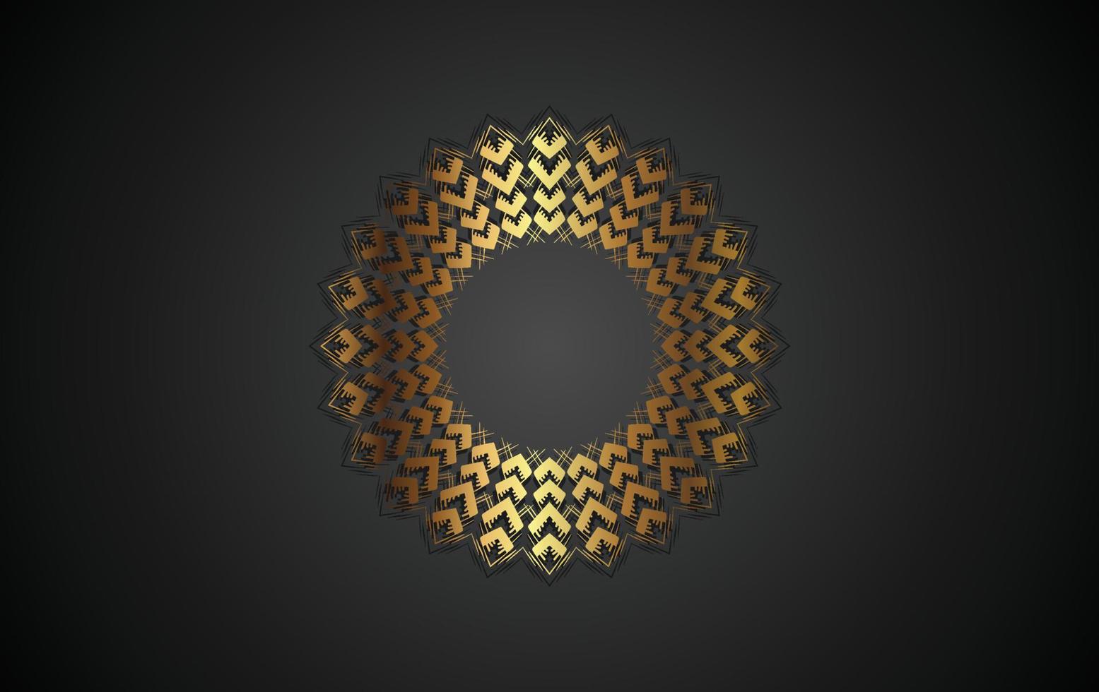 Mandala-Designelemente, Etiketten, Symbole und Rahmen für die Verpackung und das Design von Luxusprodukten. gemacht mit goldener Folie auf schwarzem Hintergrund isoliert. Vektor-Illustration vektor