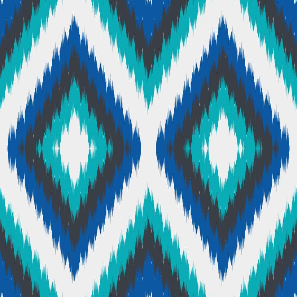 abstrakte nahtlose Muster Stammeskunst Ikat Ogee in traditionellen klassischen blau-weißen Farben. vektor