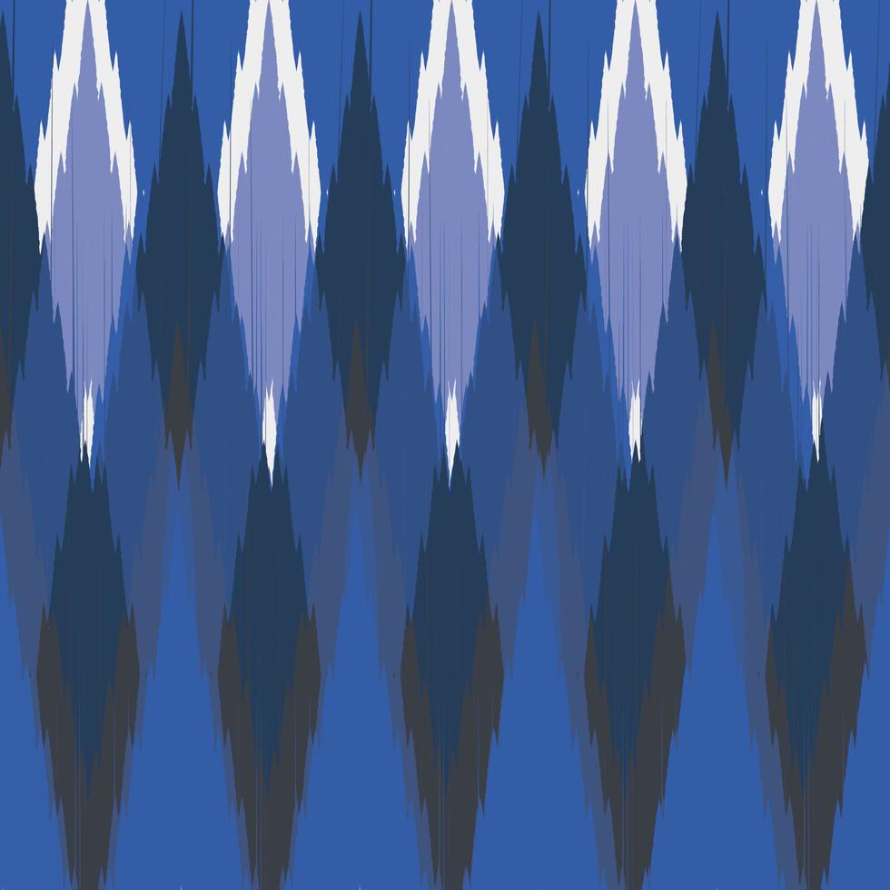 blaues Ikat-Muster abstrakter nahtloser Stoffdruck vektor