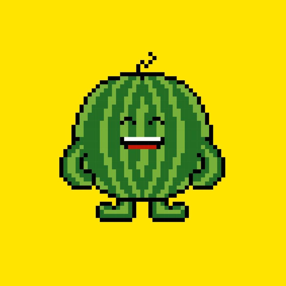 Pixel Art Wassermelone Charakter vektor