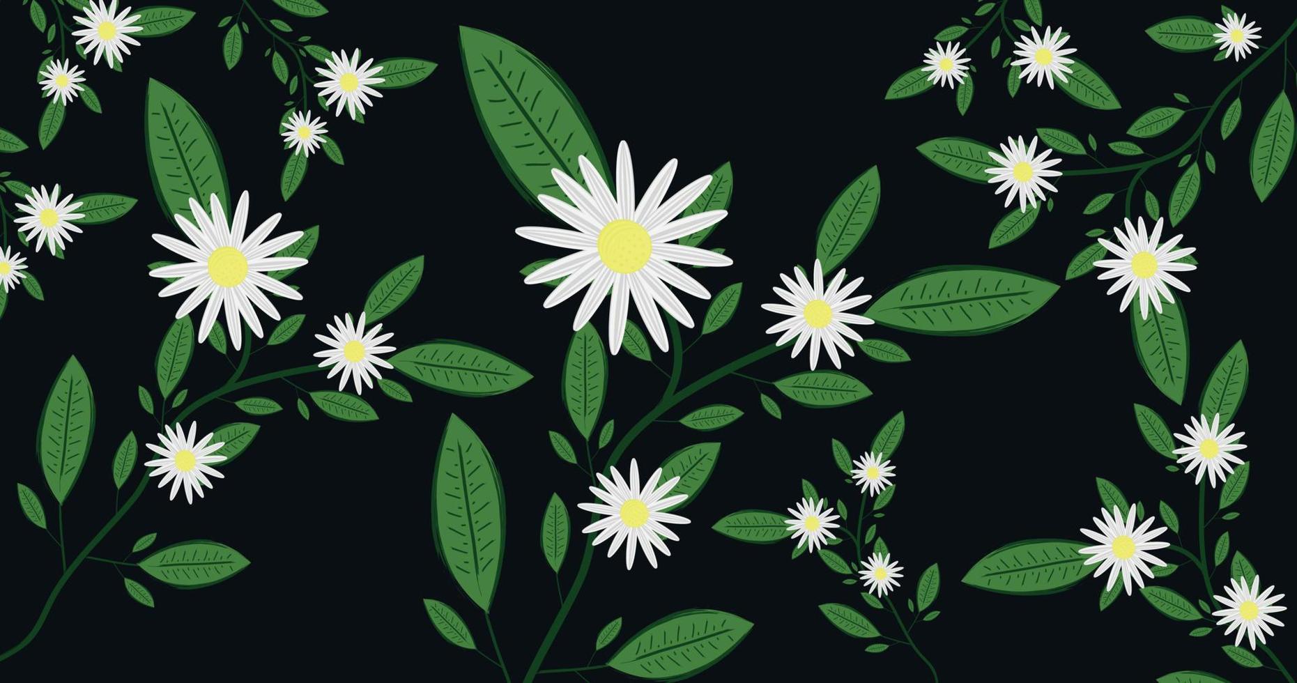 handritad borste konst blomma blad gren seamless mönster botanisk växt blommig bakgrund tapet vektorillustration vektor