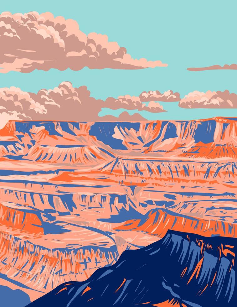 Grand Canyon National Park geschnitzt vom Colorado River in Arizona USA WPA Poster Art vektor