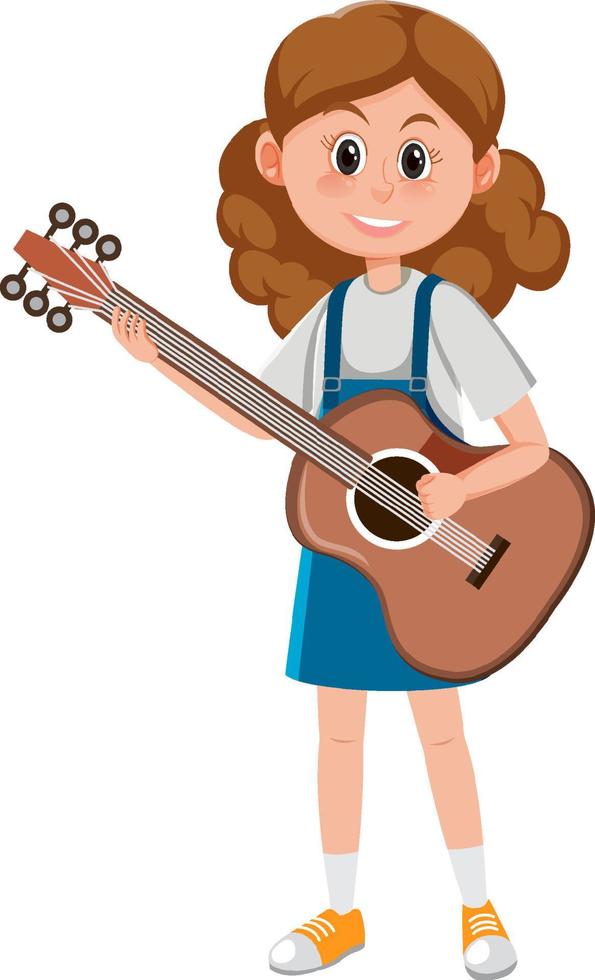 en kvinnlig musiker seriefigur på vit bakgrund vektor