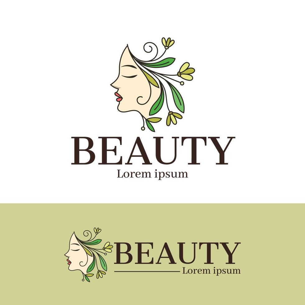 schöne Frau natürliche Logo-Design-Vorlage vektor