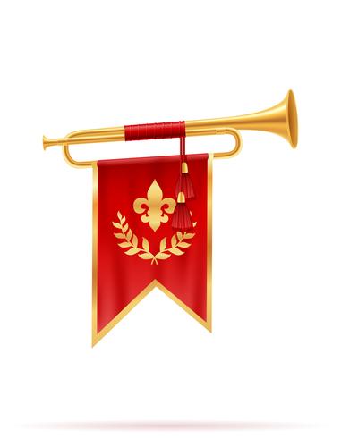 kung kunglig gyllene horn trumpet vektor illustration