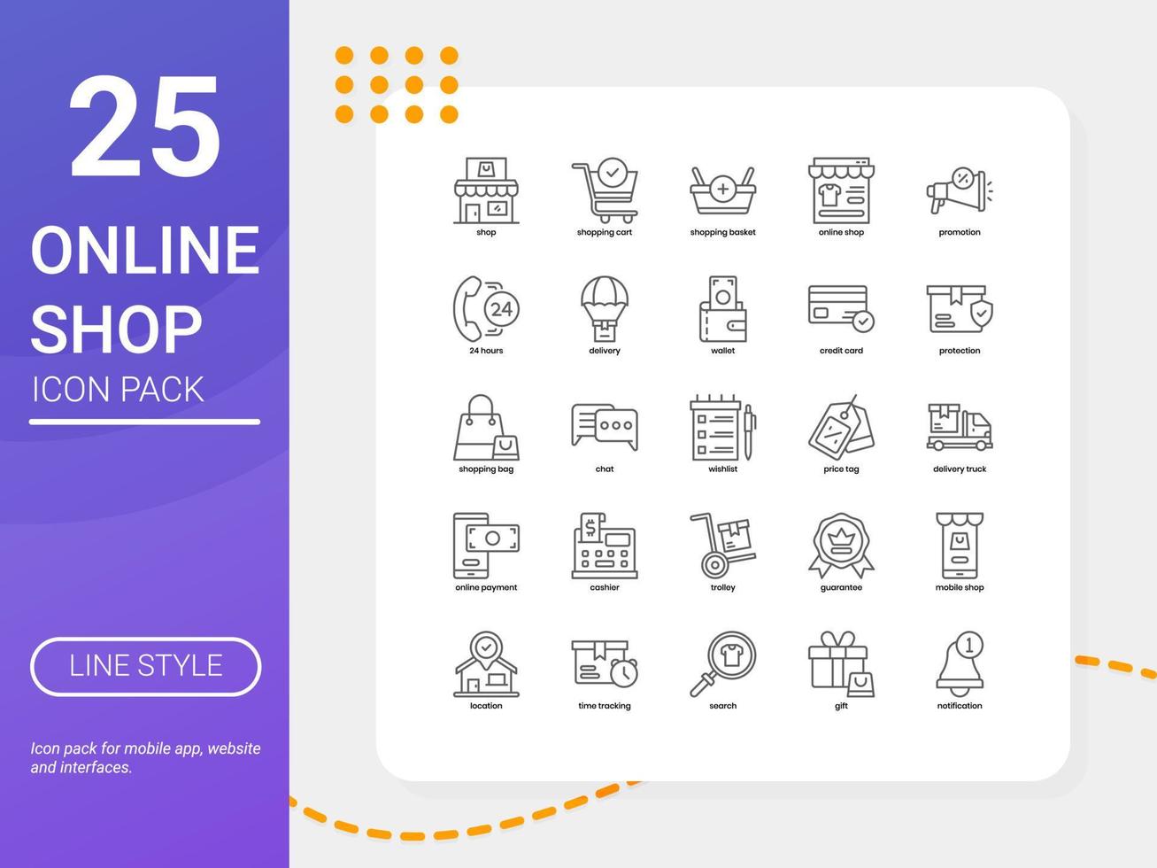 Online-Shop-Icon-Pack für Ihr Website-Design, Logo, App, Benutzeroberfläche. Online-Shop-Symbol-Umriss-Design. Vektorgrafiken und bearbeitbarer Strich. vektor