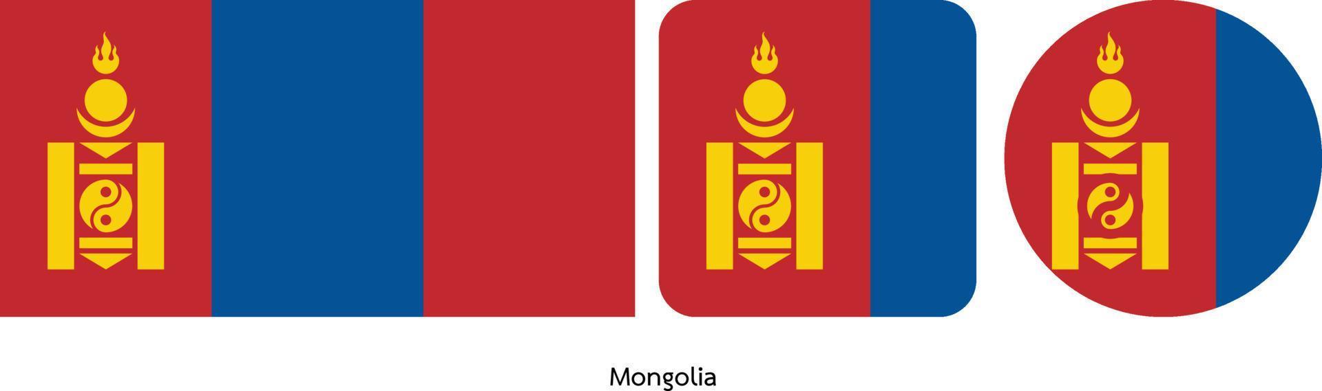 mongoliet flagga, vektor illustration