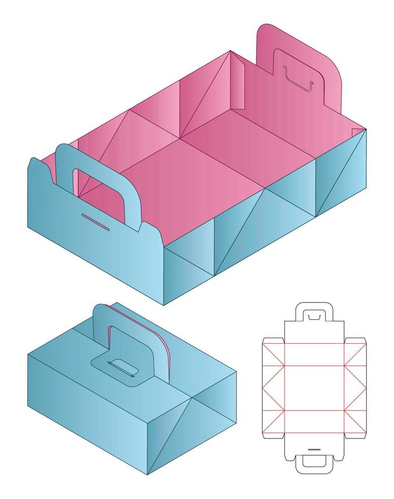 Box Verpackung gestanzte Vorlage Design. 3D-Modell vektor