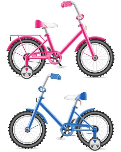 rosa und blaue Kinderfahrrad-Vektorillustration vektor