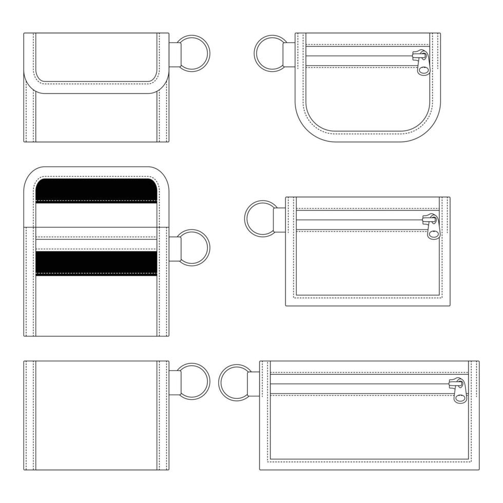 Vorlage hängende Brieftasche Vektor-Illustration flaches Design Umriss Kleidung vektor