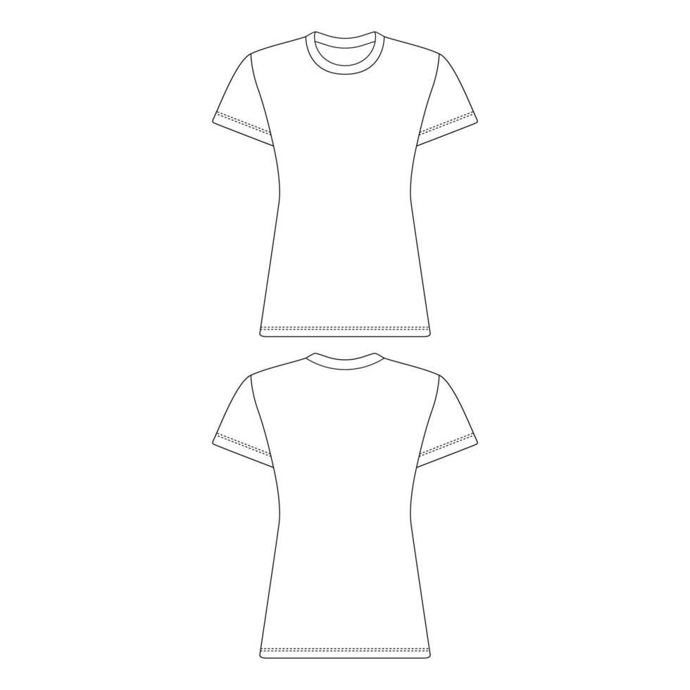 vorlage t-shirt frauen vektorillustration flache skizze design umriss vektor