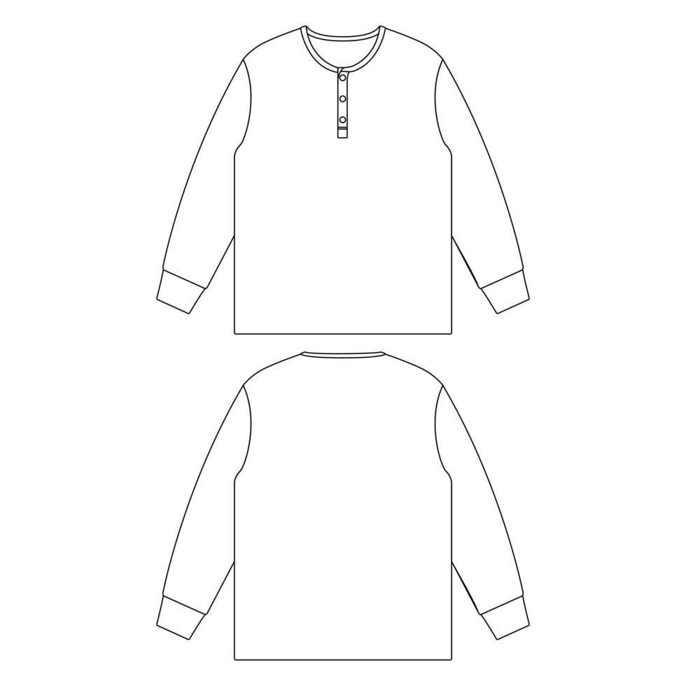 mall henely hals lång t-shirt vektor illustration platt design kontur klädkollektion