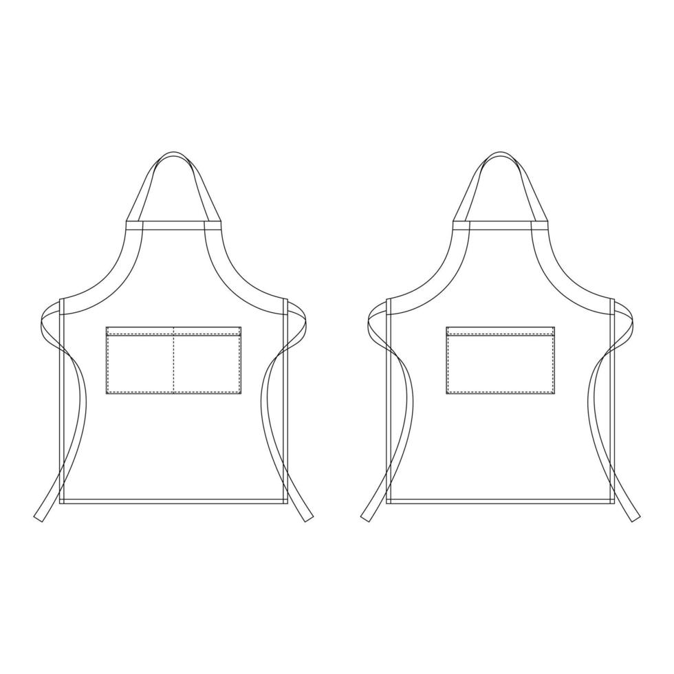 mall förkläde vektorillustration platt design kontur klädkollektion vektor
