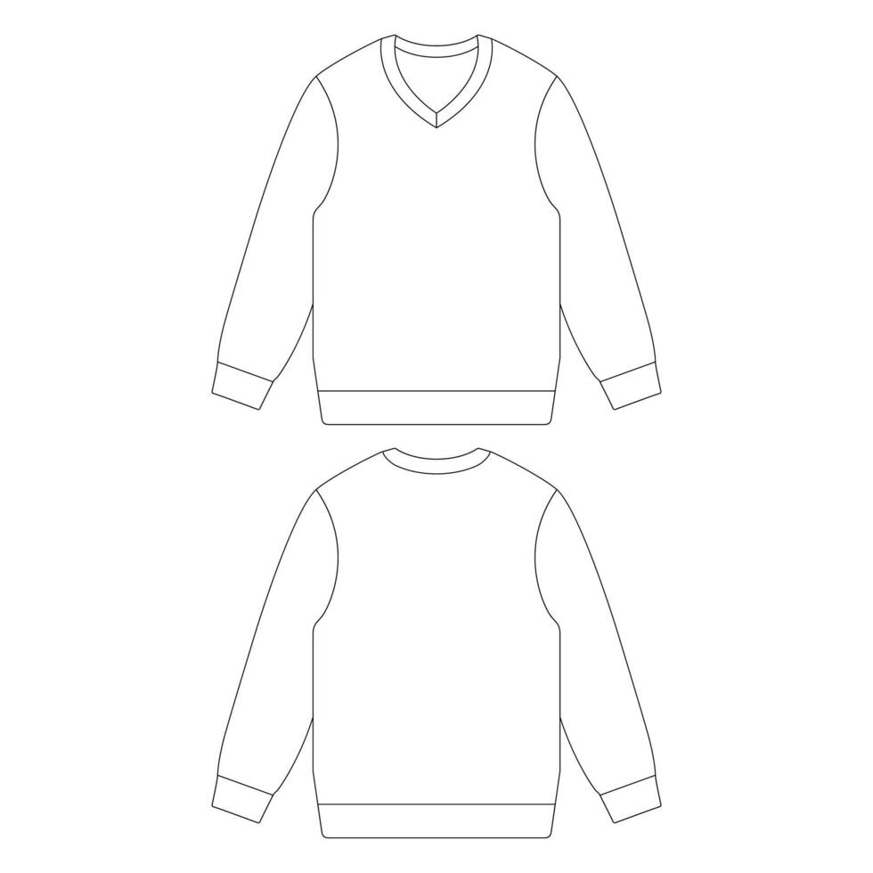 Vorlage V-Ausschnitt Pullover Vektor-Illustration flache Skizze Design Umrisse vektor