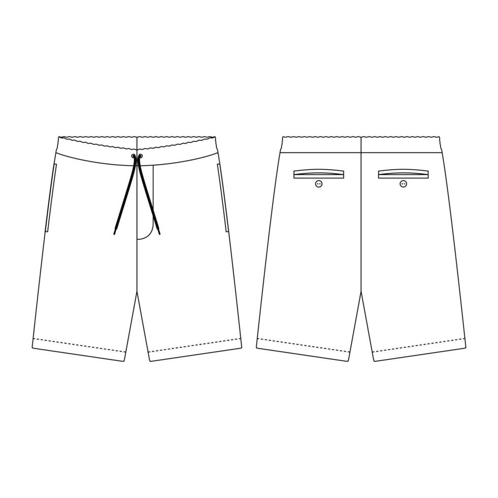 Vorlage kurze Hosen Vektor-Illustration flaches Design Umriss Kleidung Kollektion vektor