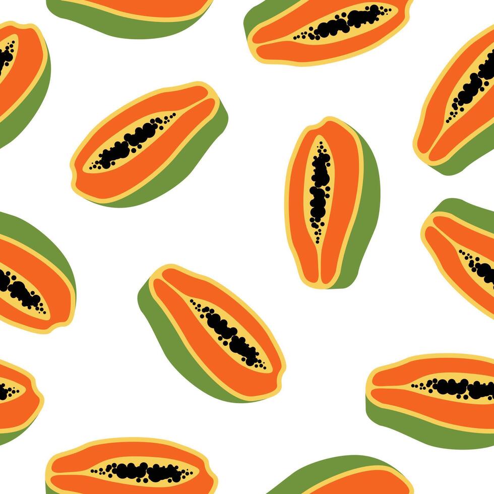 Muster Obst Papaya nahtloser Vektor flaches Design Hintergrund