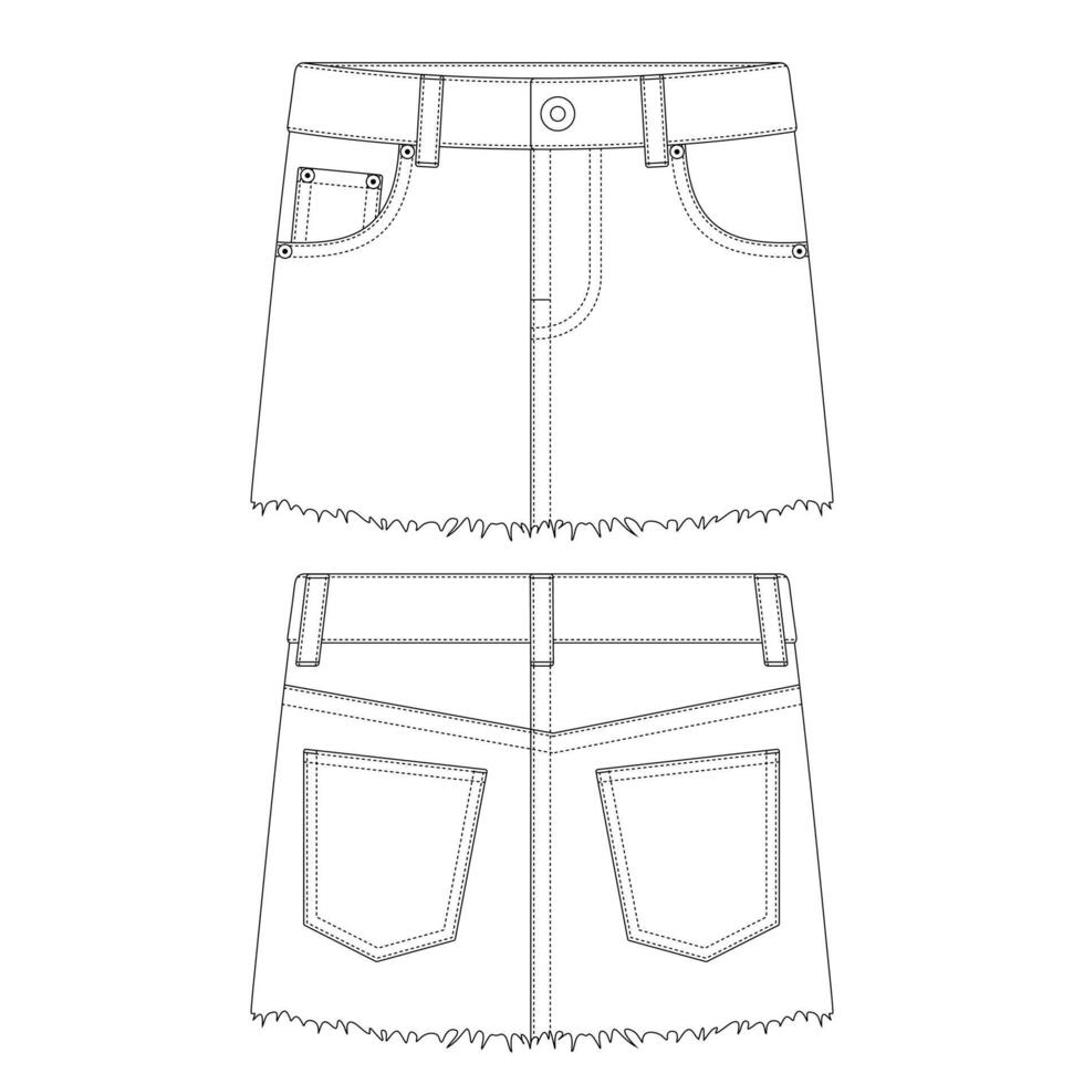 Vorlage Fitch Minirock Jeans Vektor-Illustration flaches Design Umriss Kleidung vektor
