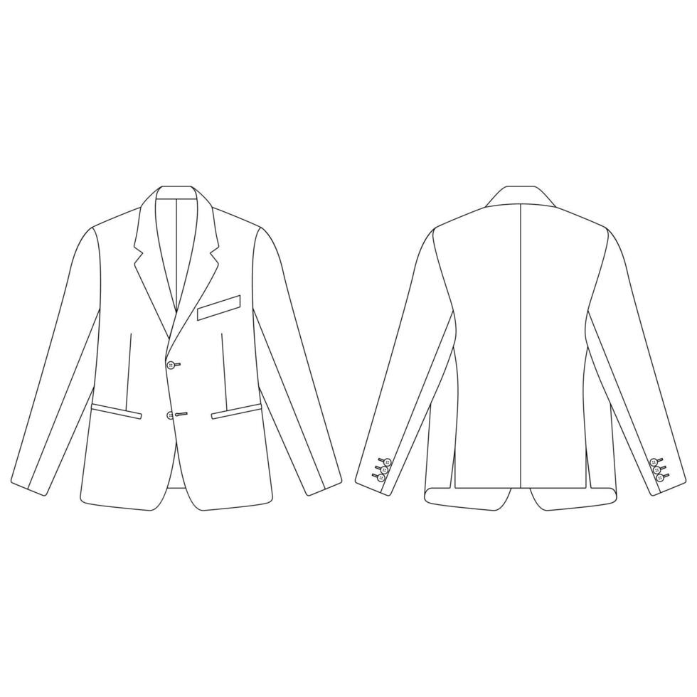 Vorlage eingelassene Taschen Blazer Vektor-Illustration flaches Design Umriss Kleidung vektor