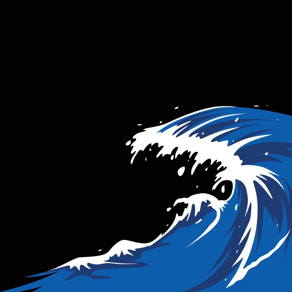 Ozean Wellen. tobende Meerwasserwelle, handgezeichnete Vektorillustration vektor