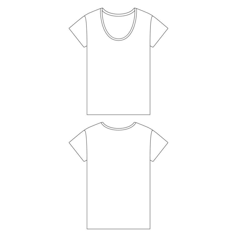 mall löst sittande t-shirt kvinnor vektor illustration platt skiss design kontur