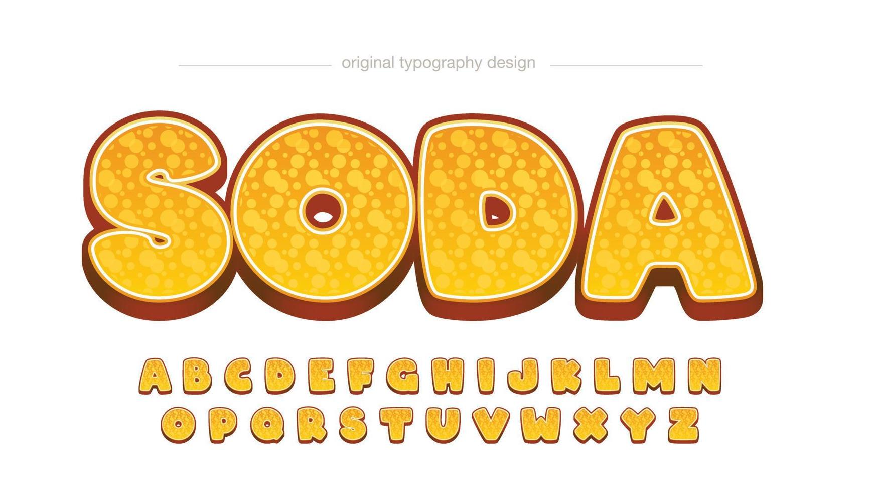 gul 3d bubbla soda mönster typografi vektor