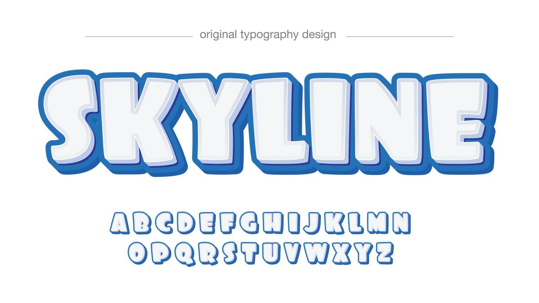 blaue und weiße abgerundete 3D-Cartoon-Typografie vektor