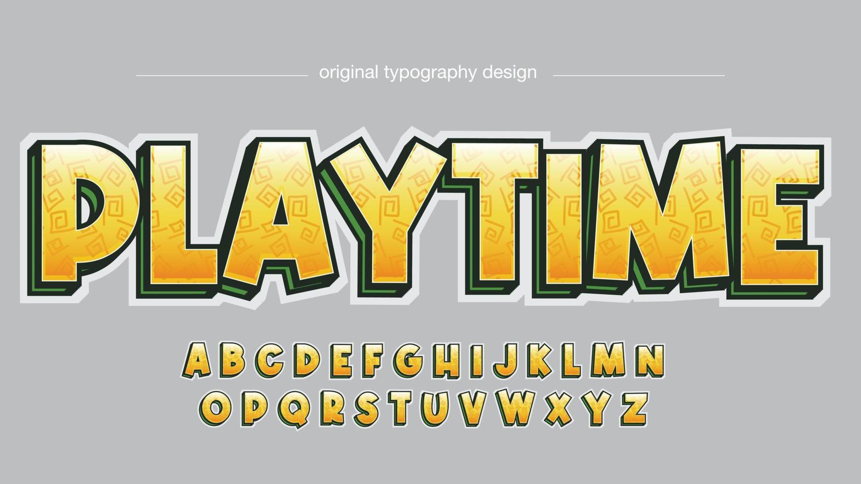 gelbe 3D-Cartoon-Muster Stammes-Spiel Typografie vektor