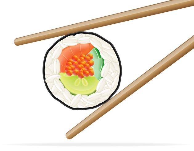 sushi och ätpinnar vektor illustration