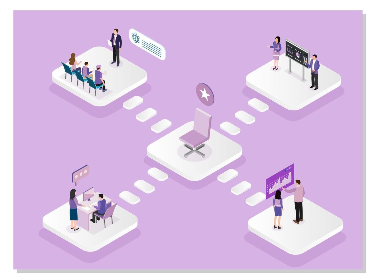 isometrisk blockmönster illustration visa affärsinnehåll seminarium kommunicera utbyte information investeringar och omsättning vektor