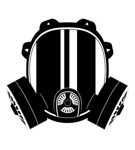 ikon gasmask svart och vitt vektor illustration