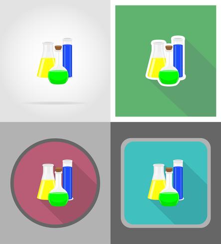 glas provrör med färg flytande platt ikoner vektor illustration