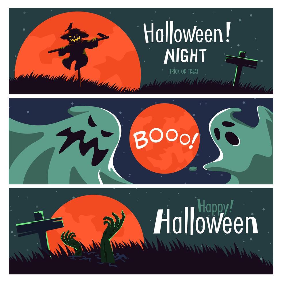 vektor illustration glad halloween trick or treat firande med tecken för festinbjudan