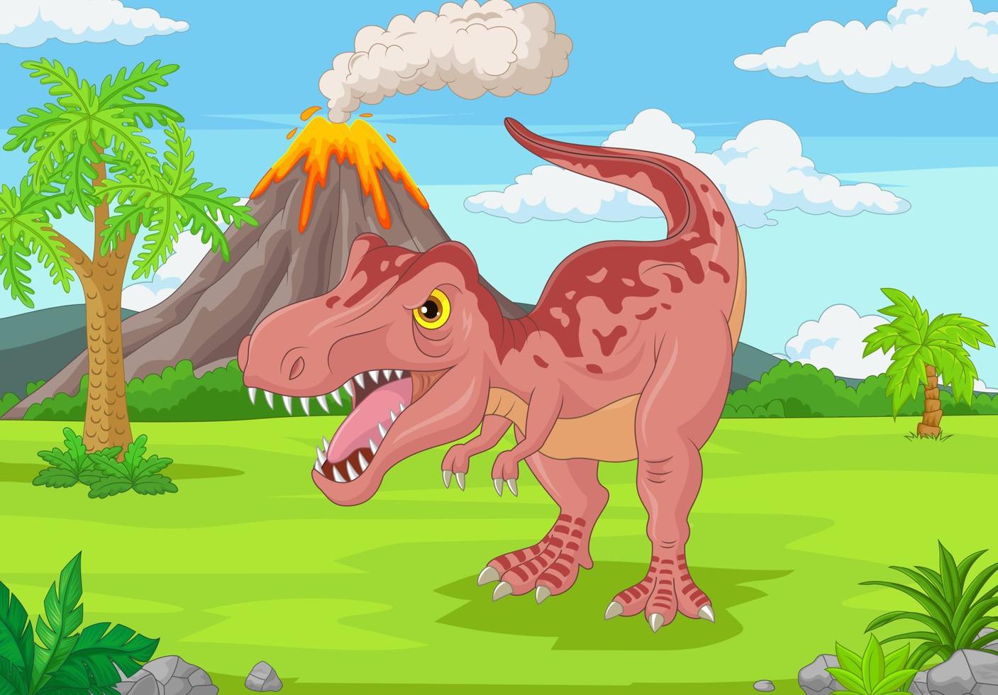 Cartoon Tyrannosaurus im Dschungel vektor