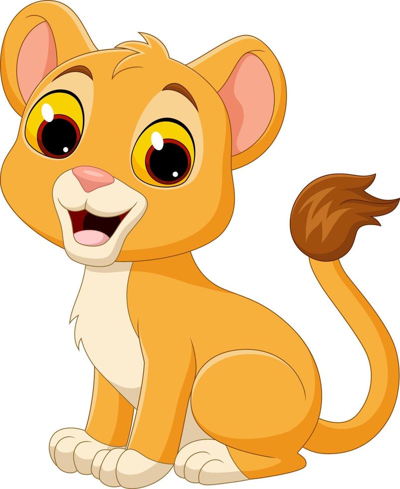 Cartoon-Baby-Löwin isoliert auf weißem Hintergrund vektor