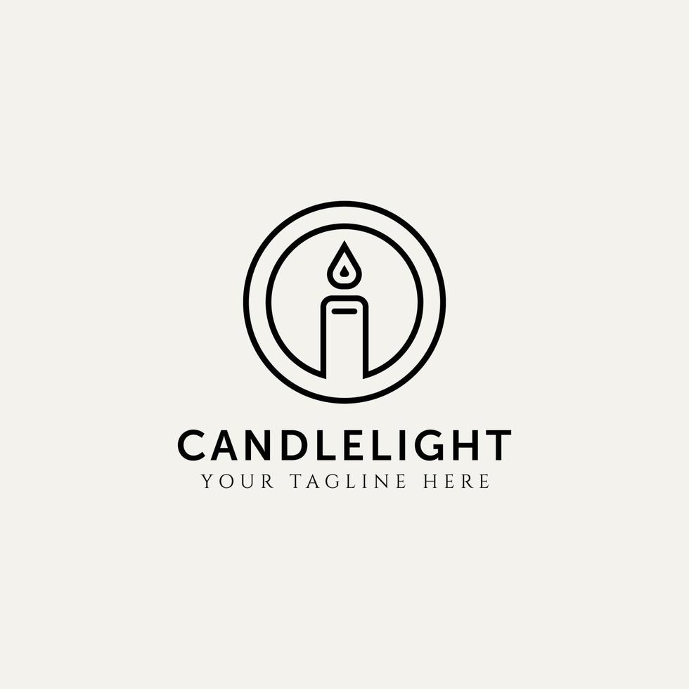 candlelight line art logotyp ikon designbild vektor