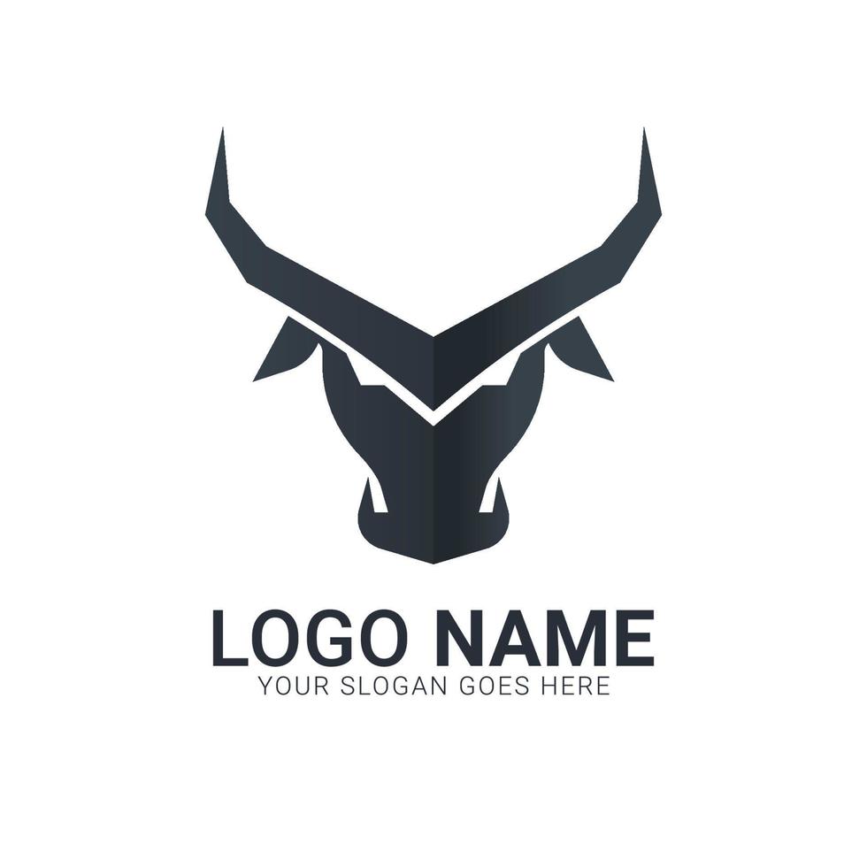 svart tjurhuvud siluett. bull logo design. vektor